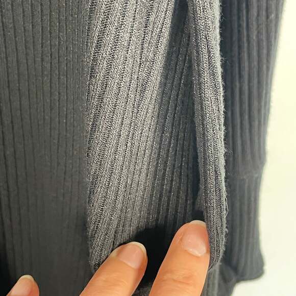 Athleta Harmony Pose Wrap Black Ribbed Hooded Open Front Cardigan - Picture 4 of 6